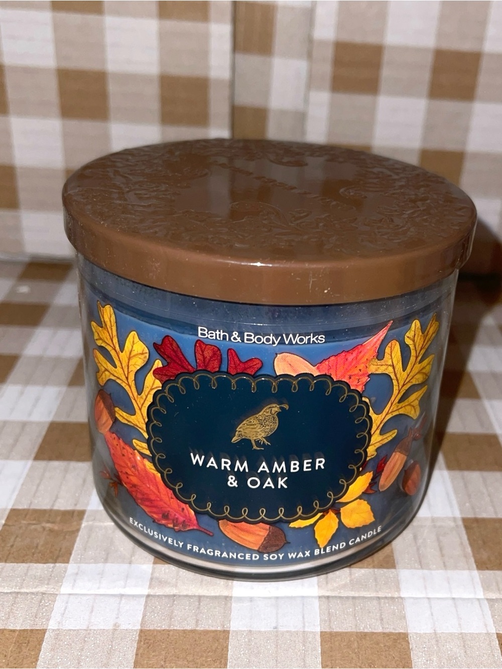 BATH & BODY WORKS WARM AMBER & OAK 3 WICK CANDLE